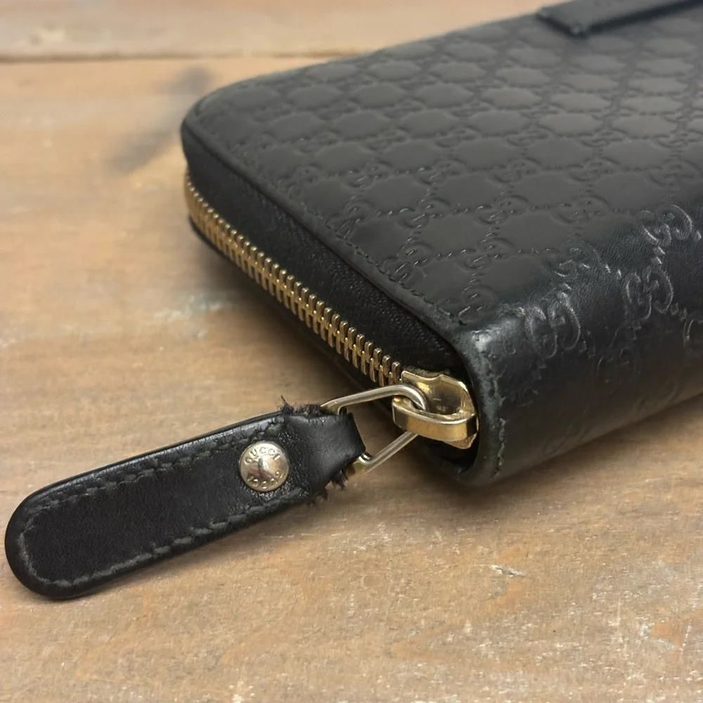 Authentic Gucci Microguccissima Black Leather Zipper Wallet - Picture 6 of 14